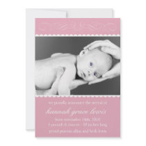 Flourish New Baby Announcements (Mauve Pink)