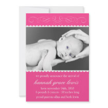 Flourish New Baby Announcements (Raspberry Pink)