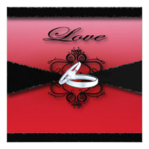 Flourish Red Black Wedding Invitation