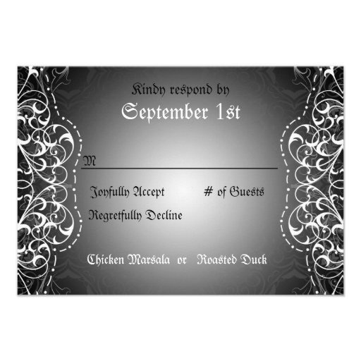 Flourish RSVP Bride & Groom Reception Cards Custom Invites