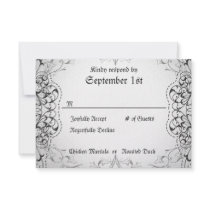 Flourish RSVP Bride & Groom Skeleton Dinner Cards Custom Invites