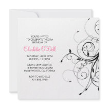 flourish; zebra print birthday party invites