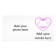 Flourished purple heart customized photo card