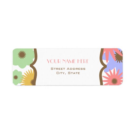 Flower Address Label - Retro Pastel Flowers