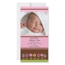 Flower Baby Girl PHOTO Birth Announcement Photo Greeting Card