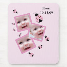 FLOWER BUG Ladybug :: Add 3 photos Personalized Mouse Pad
