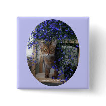 Flower Cat (oval) Buttons