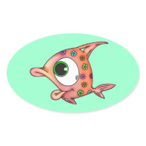 Flower Child Fish Oval Sticker