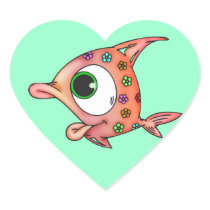 Flower Child Fish Heart Stickers
