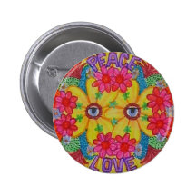 Flower Child Wedding Mask Peace Love Button/Pin