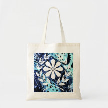 Flower Cobalt Blue Metal Tote Bag