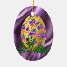 Flower Decorated Egg Christmas Ornaments