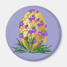 Flower Decorated Egg Fridge Magnet