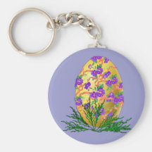 Flower Decorated Egg Keychain