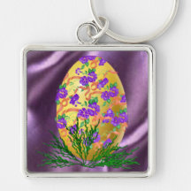 Flower Decorated Egg Keychains
