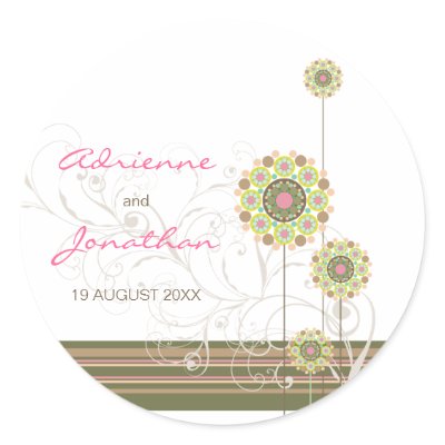 Flower Dots Swirls Wedding Favour Label Sticker by fat_fa_tin