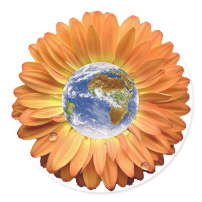 Flower Earth design! Round Sticker by angeria