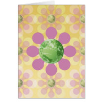 Flower Earth - Retro Earth Day Greeting Cards