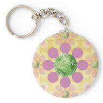 Flower Earth - Retro Earth Day Keychain