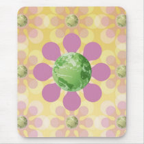Flower Earth - Retro Earth Day Mouse Pad