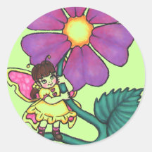 Flower Fairy Round Sticker