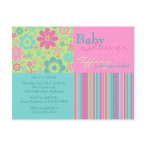 Flower Fizz Pink & Blue • Baby Shower Invitation
