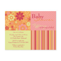 Flower Fizz Pink & Orange • Baby Shower Invitation Postcards