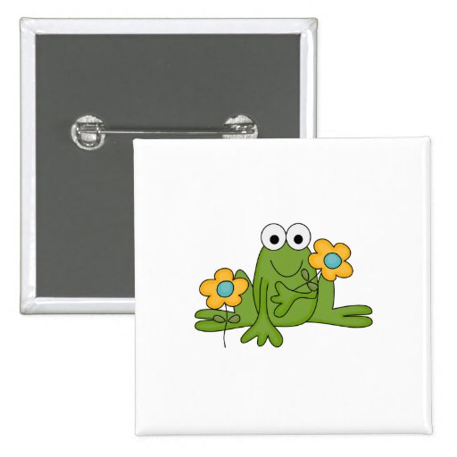 flower froggy frog pinback buttons