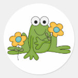 flower froggy frog round sticker