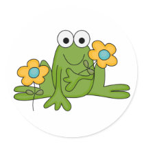 flower froggy frog round sticker
