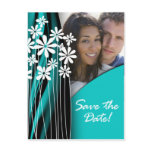 Flower Garden Save the Date Postcard (turquoise)