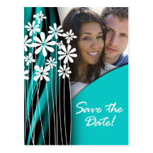 Flower Garden Save the Date Postcard (turquoise)