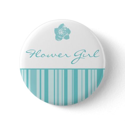 Flower Girl Button-Modern Stripes (Blue) by twoheartsshoppe