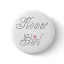 Flower Girl Classy Greys Pinback Button