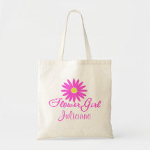 Flower Girl Daisy/ Pink Tote Bags