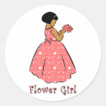 Flower Girl in Coral Round Stickers