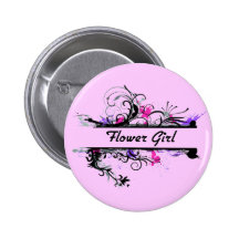 Flower Girl Pinback Buttons