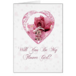 Flower Girl Pink Rose Cards