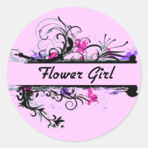 Flower Girl Round Stickers