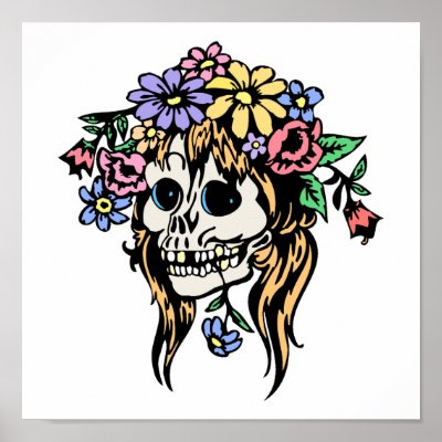 flower girl skull posters by halloweenie