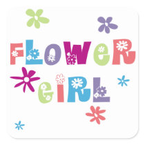 Flower Girl Square Stickers