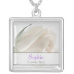 Flower Girl - White Rose Wedding Necklace