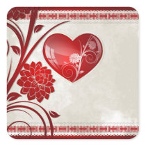 Flower Heart Square Sticker