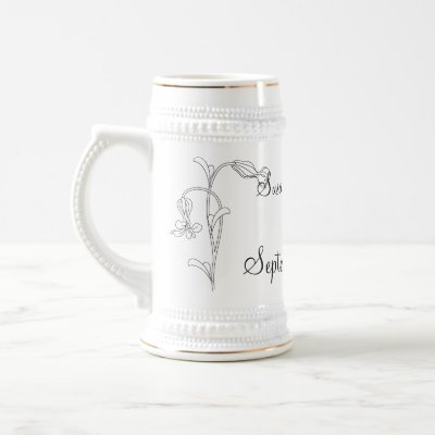 Flower Line Drawing Wedding Stein Coffee Mug by ITheeWedDesigns