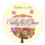 Flower Love Tree Pink Flower Wedding Seals stickers