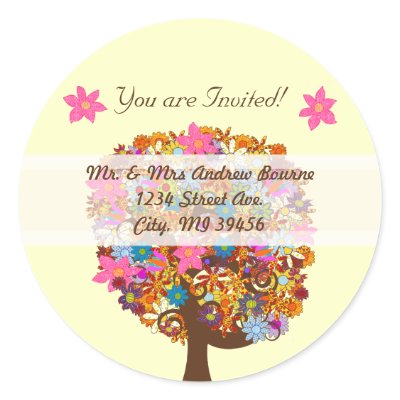 Flower Love Tree Pink Flower Wedding Seals by samack
