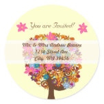 Flower Love Tree Pink Flower Wedding Seals stickers