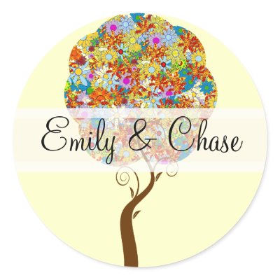 Flower Love Tree Wedding Stickers by samack
