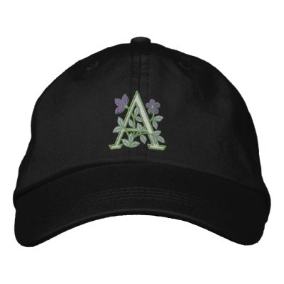 Flower Monogram Initial A Baseball Cap by Embroidery4U