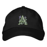 Flower Monogram Initial A embroidered hats